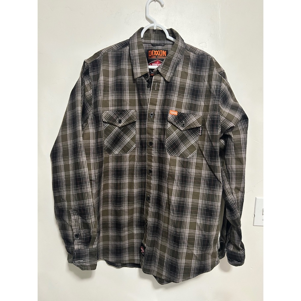 Dixxon Flannel Co The Wildland FR Flannel Shirt Mens XL Olive Green Black Plaid